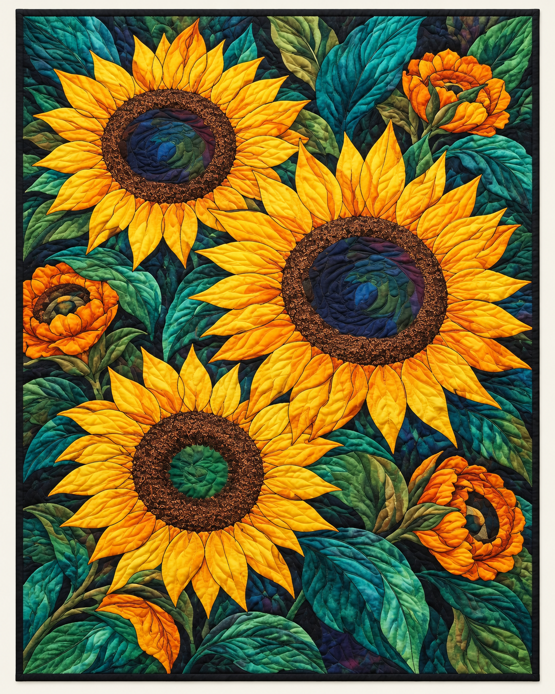 Sunlit Sunflower Mosaic TD101026506 Quilt Blanket