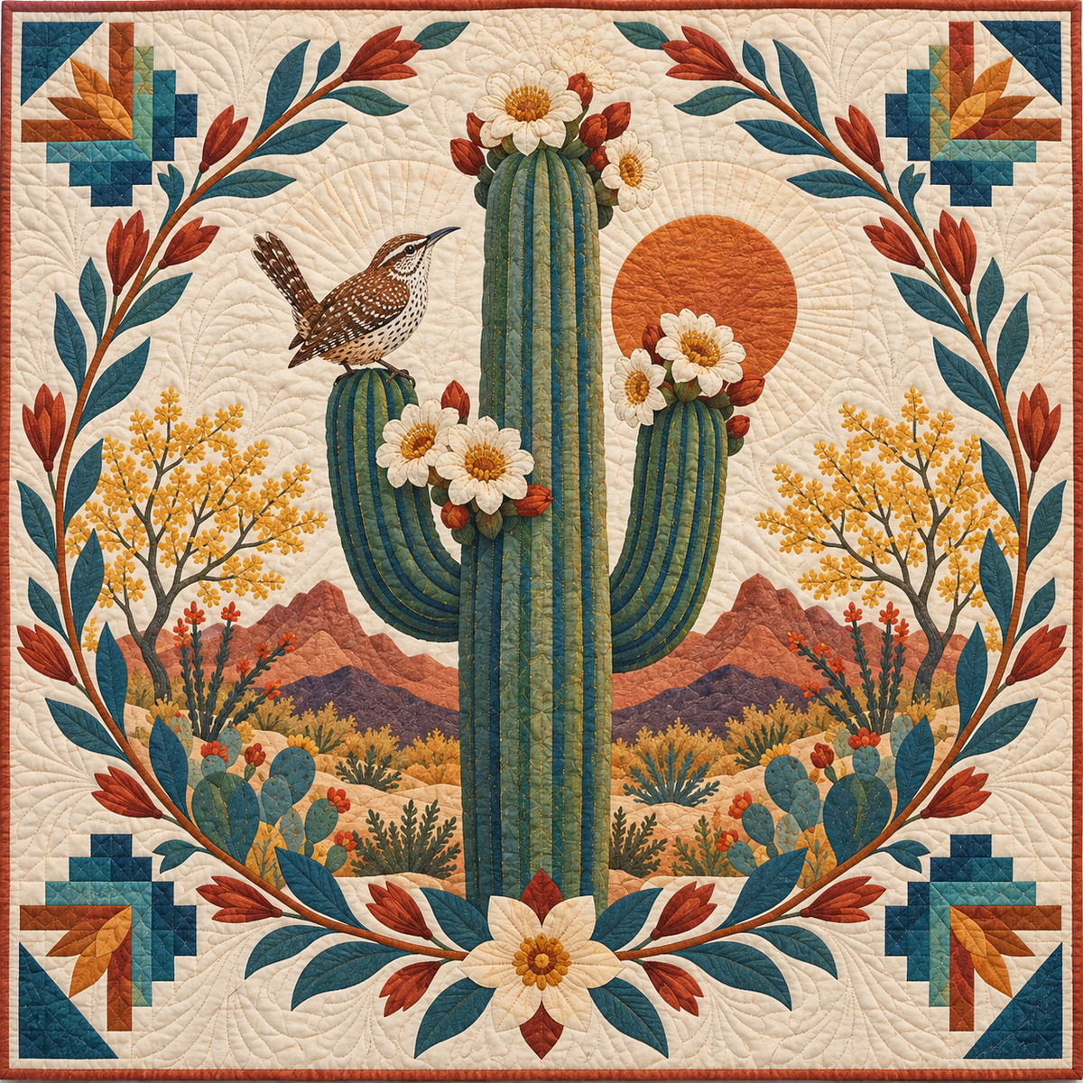 Arizona Saguaro Blossom Song TD181026114 Quilt Blanket