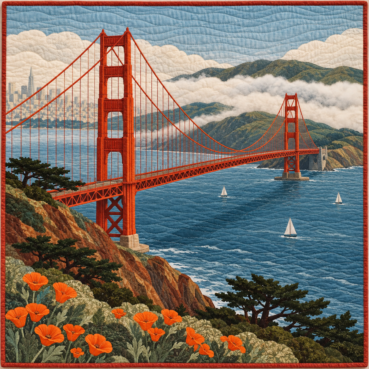 California Golden Gate Threads TD181026121 Quilt Blanket