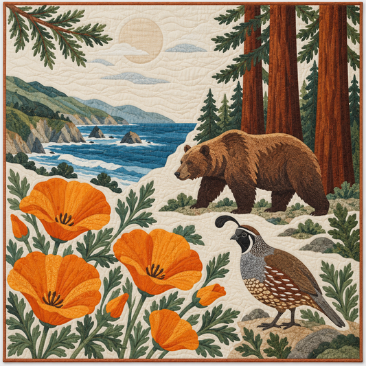 California Poppies And Redwoods TD181026124 Quilt Blanket