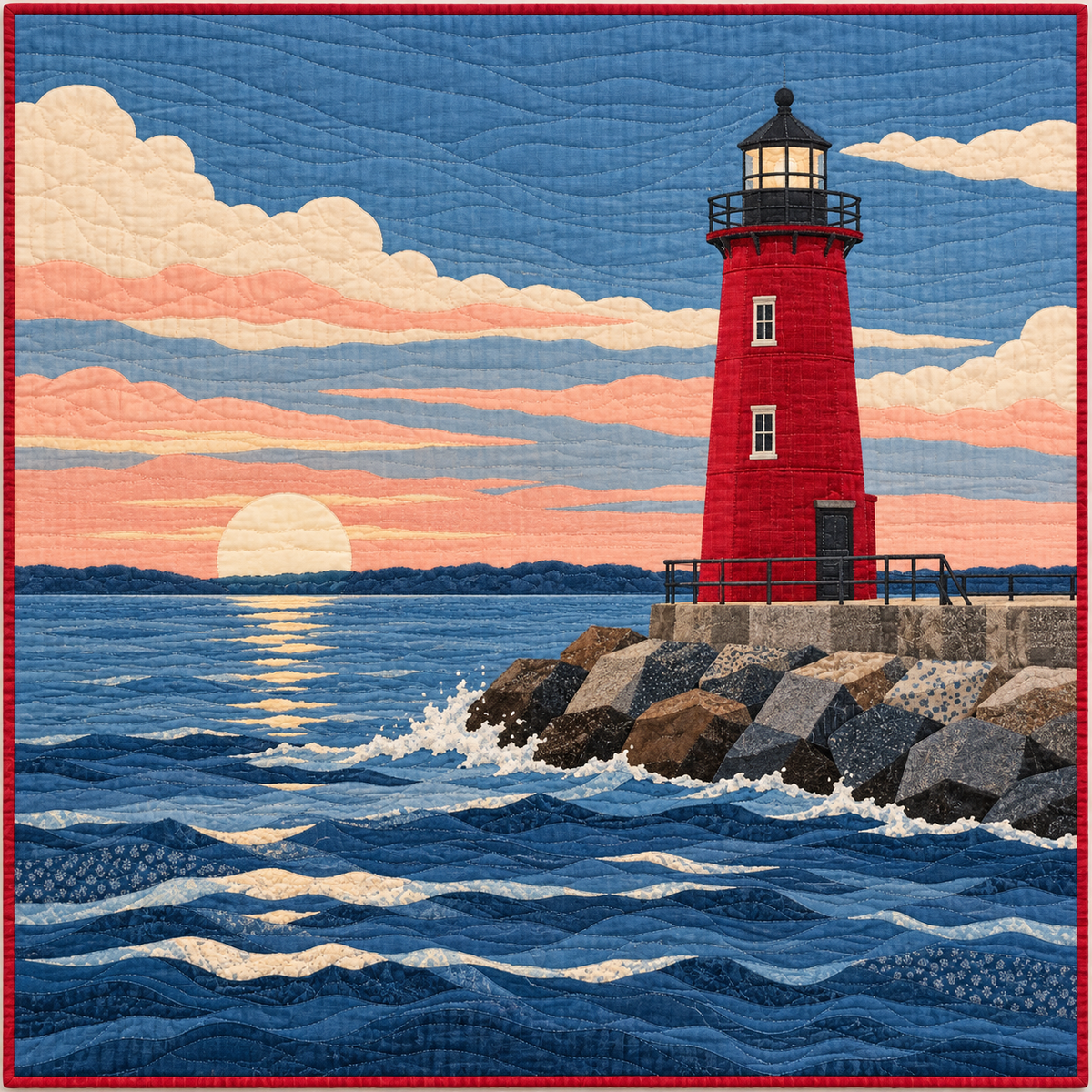 Delaware Breakwater Red TD181026137 Quilt Blanket