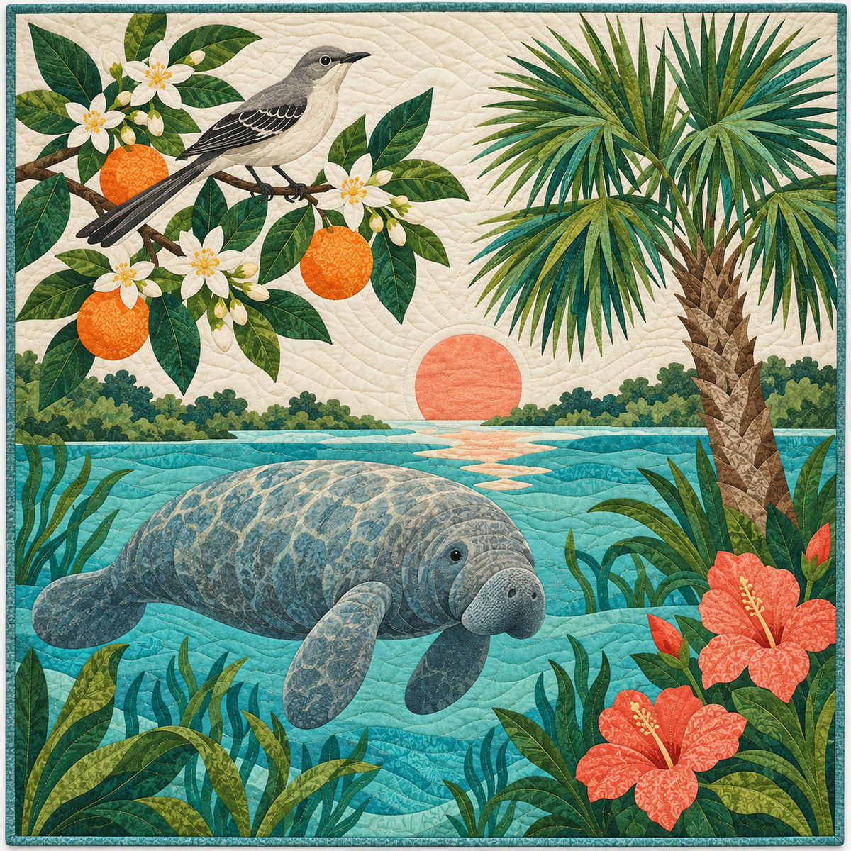 Florida Manatee Spring Garden TD181026143 Quilt Blanket