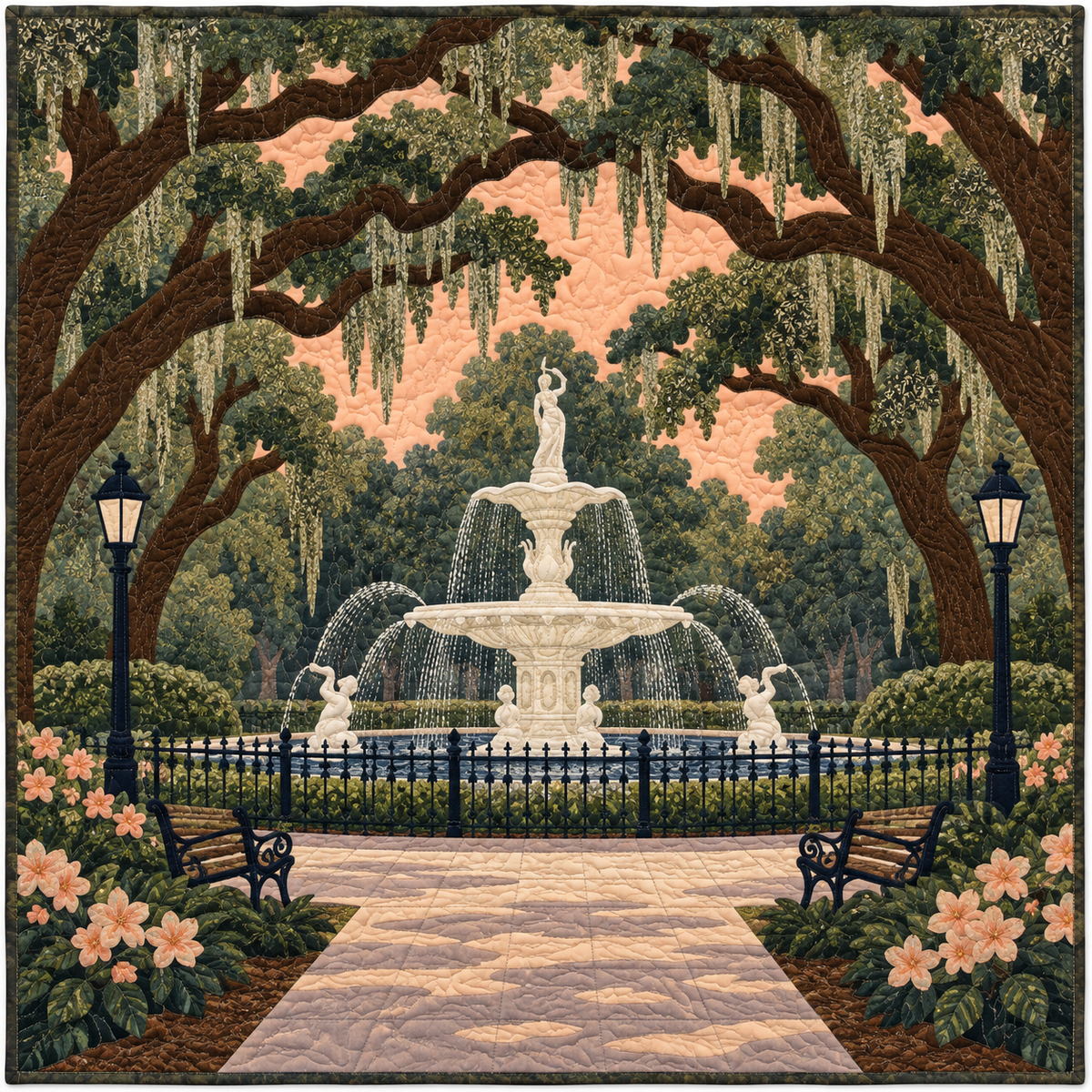 Georgia Savannah Fountain TD181026149 Quilt Blanket