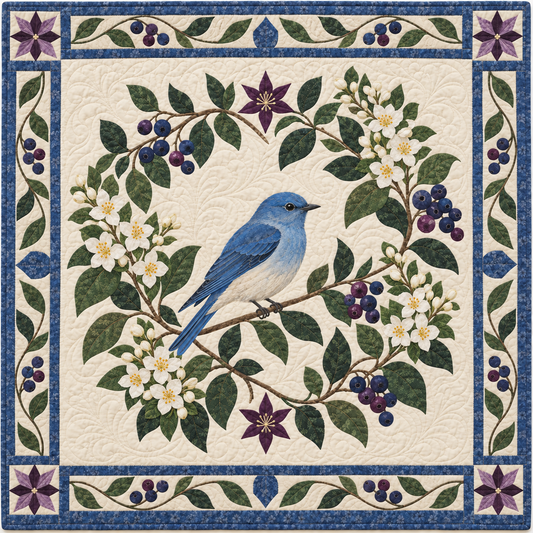 Idaho Bluebird And Syringa TD181026156 Quilt Blanket