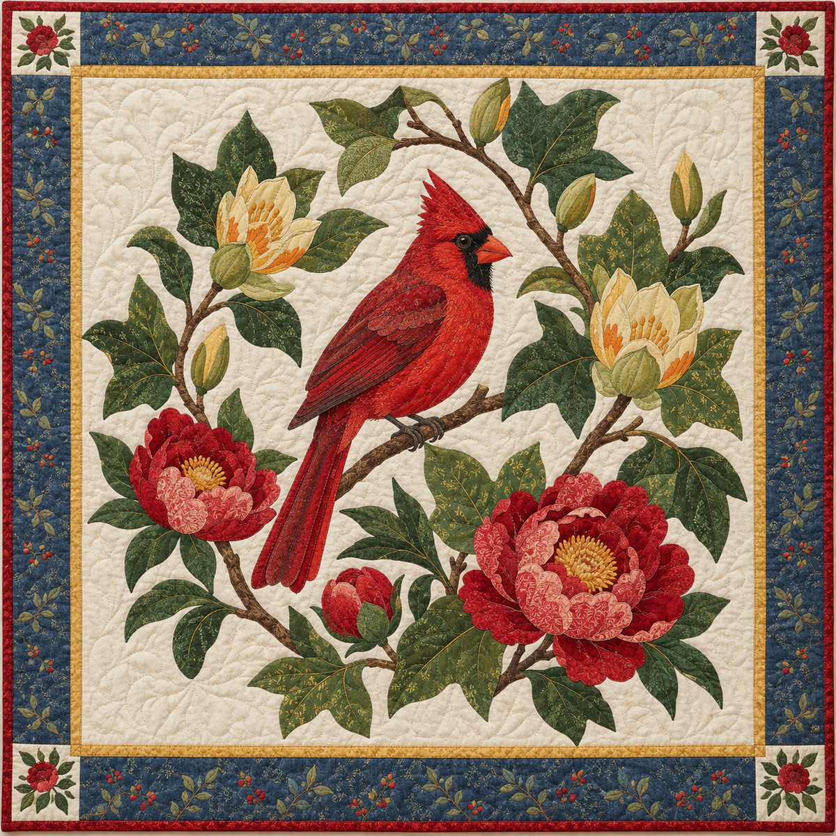 Indiana Peony Cardinal TD181026170 Quilt Blanket