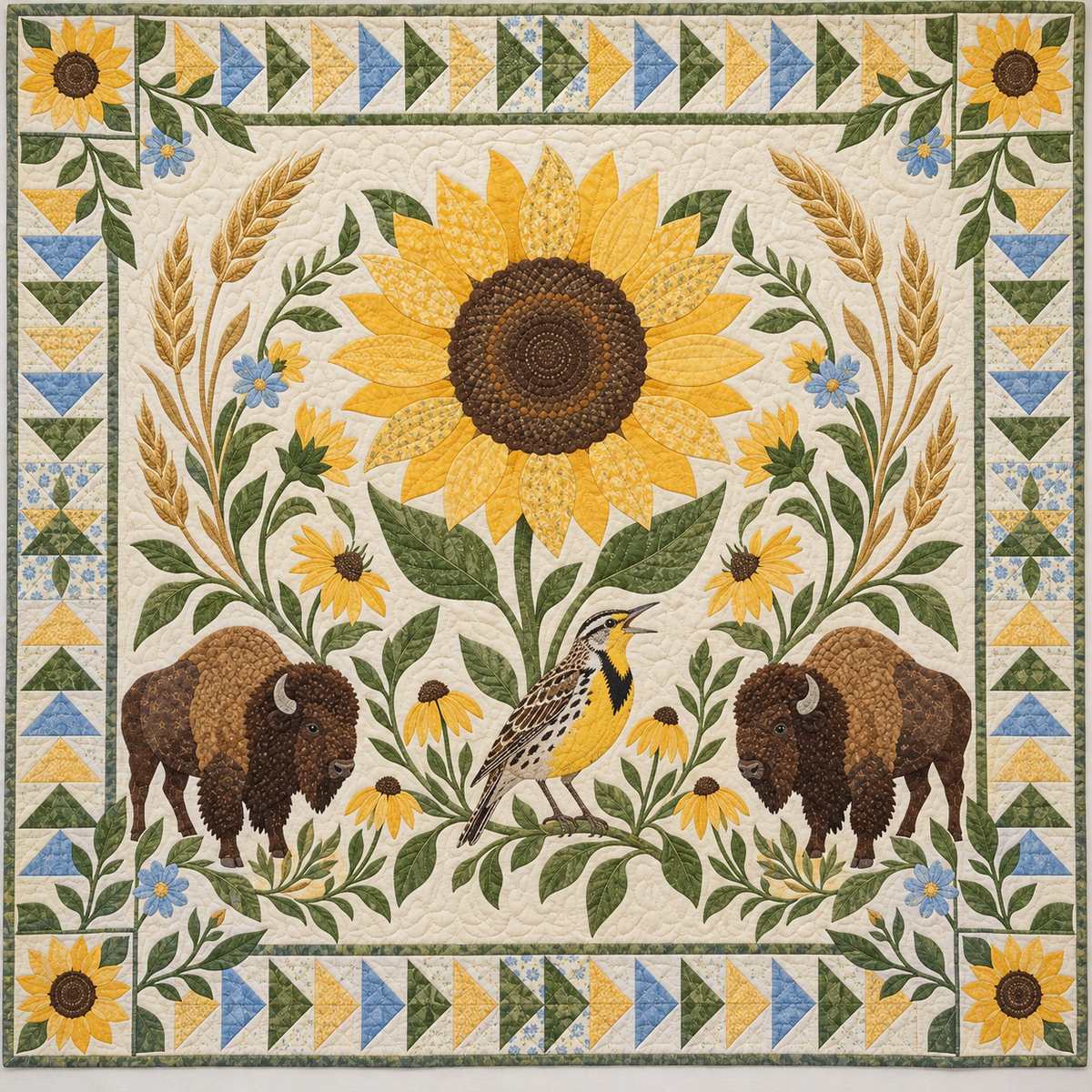 Kansas Meadowlark And Sunflowers TD181026177 Quilt Blanket