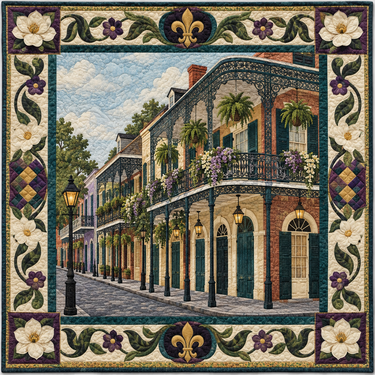 Louisiana Balcony Of Blooms TD181026186 Quilt Blanket