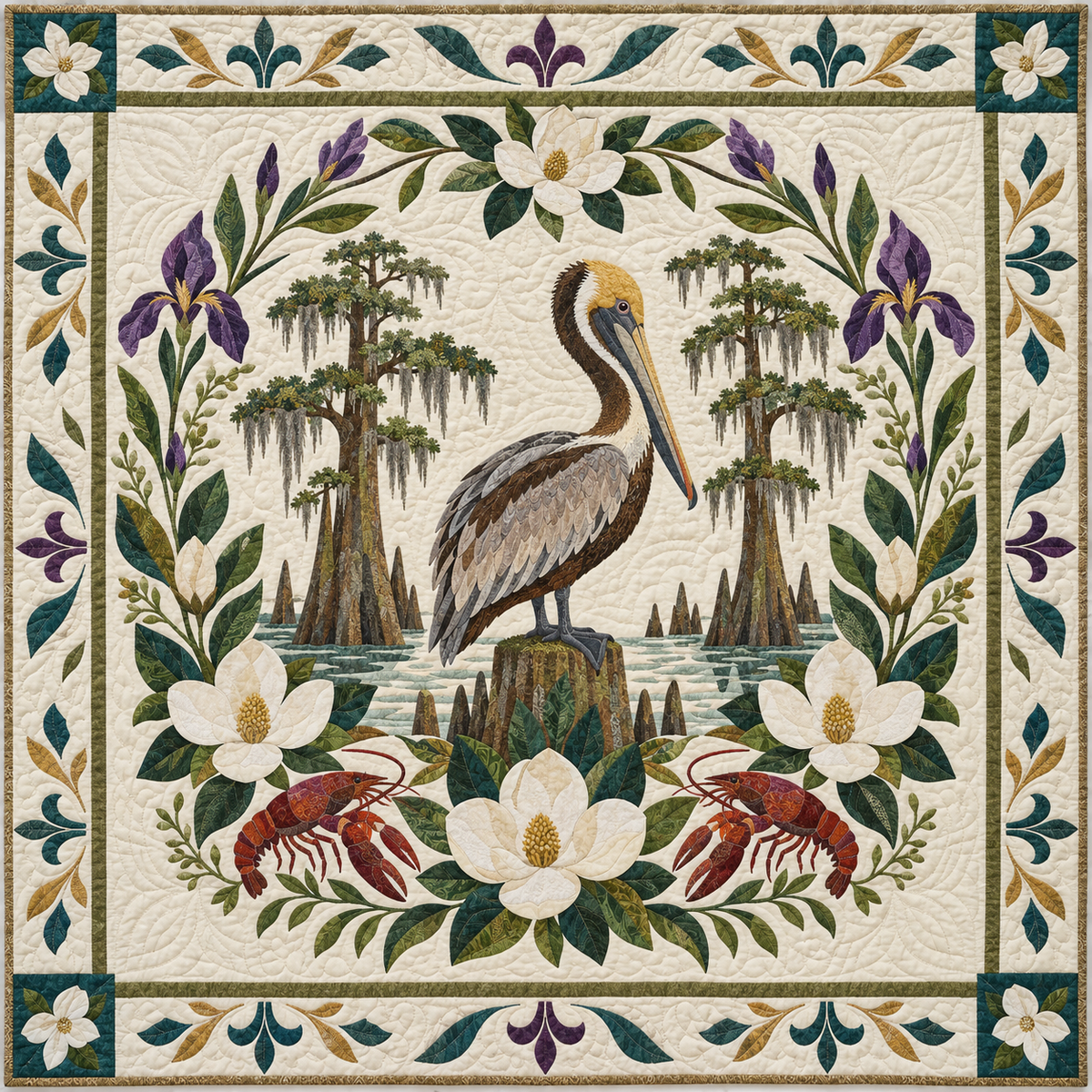 Louisiana Magnolia Pelican TD181026188 Quilt Blanket
