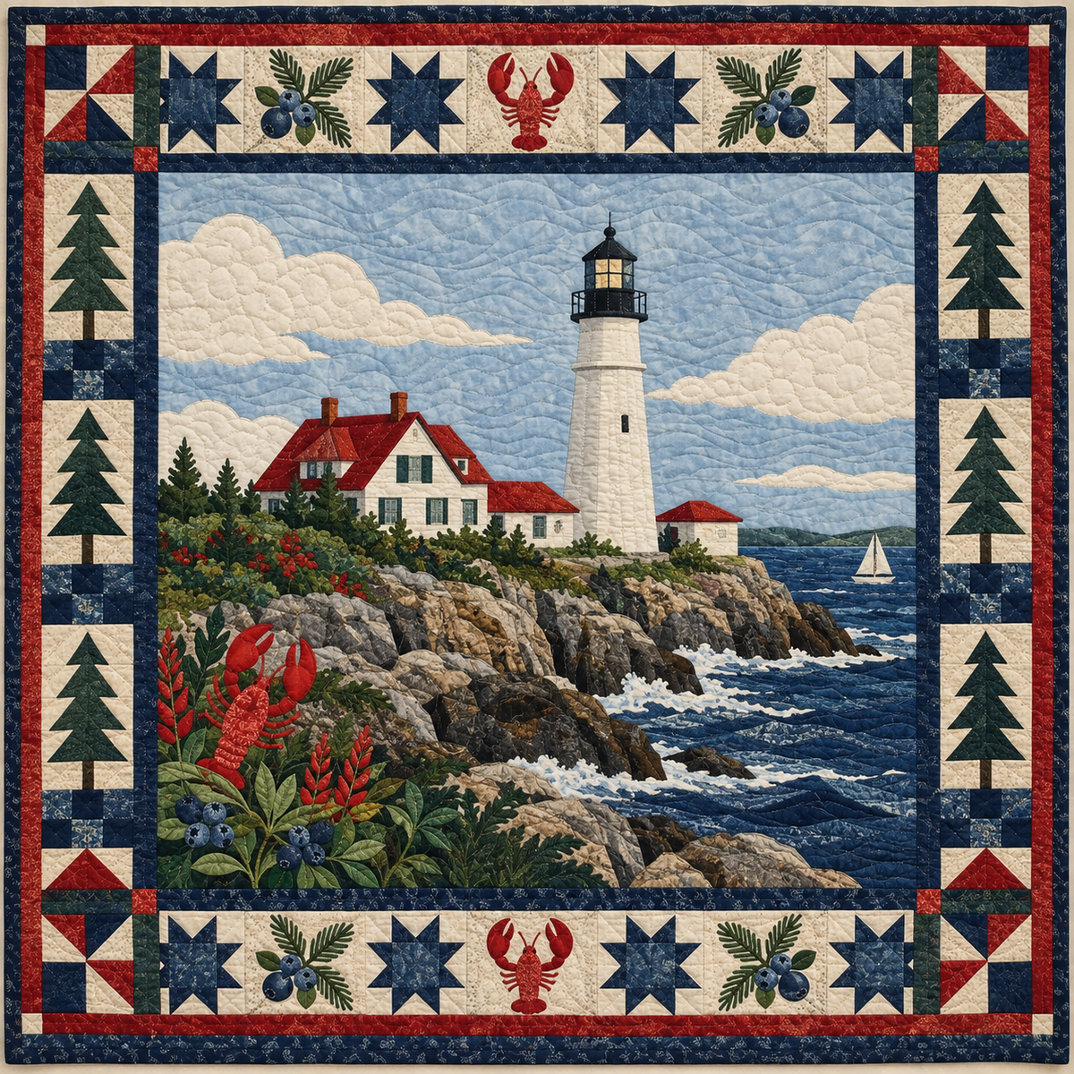 Maine Portland Head Beacon TD181026195 Quilt Blanket