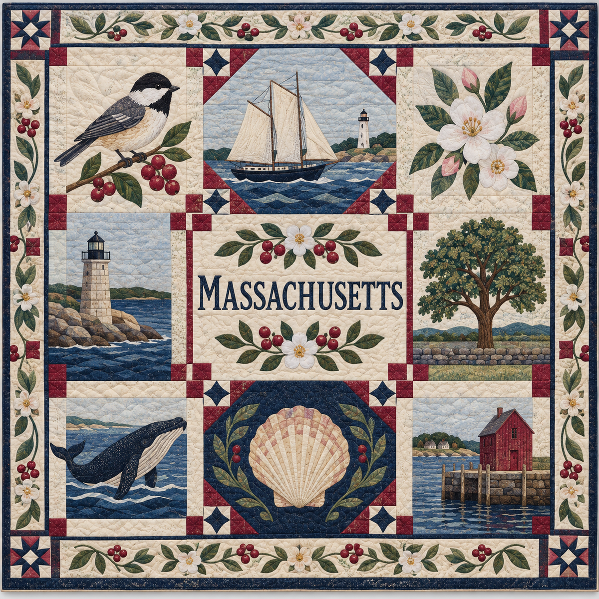 Massachusetts Bay State Heirloom TD181026201 Quilt Blanket