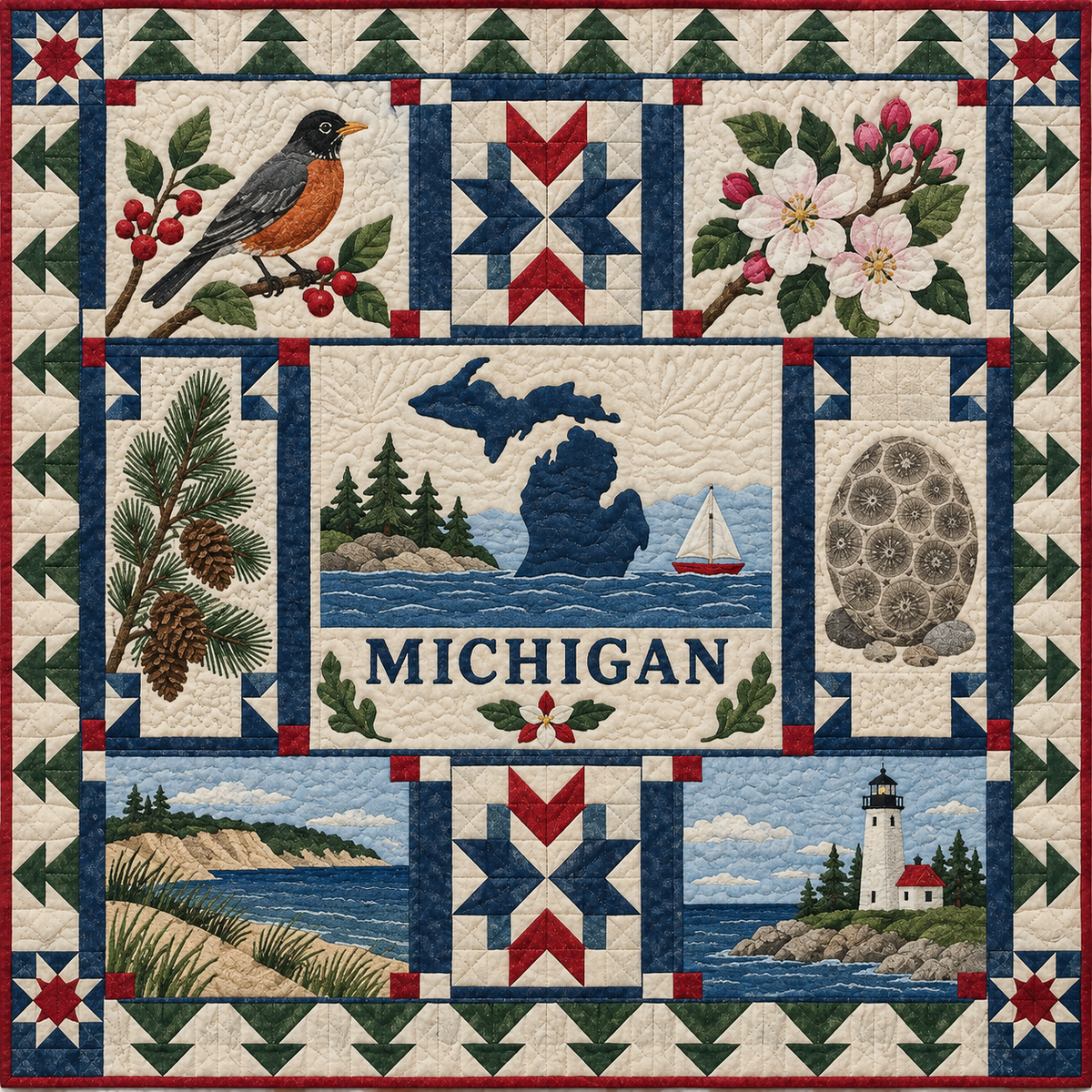 Michigan Great Lakes Home TD181026206 Quilt Blanket