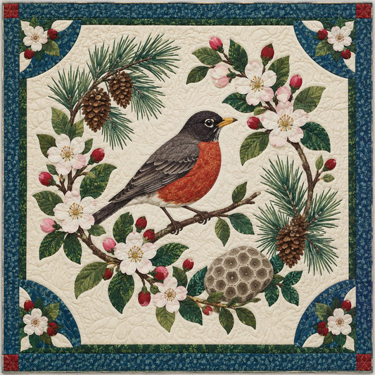 Michigan Robin And Apple Blossom TD181026209 Quilt Blanket