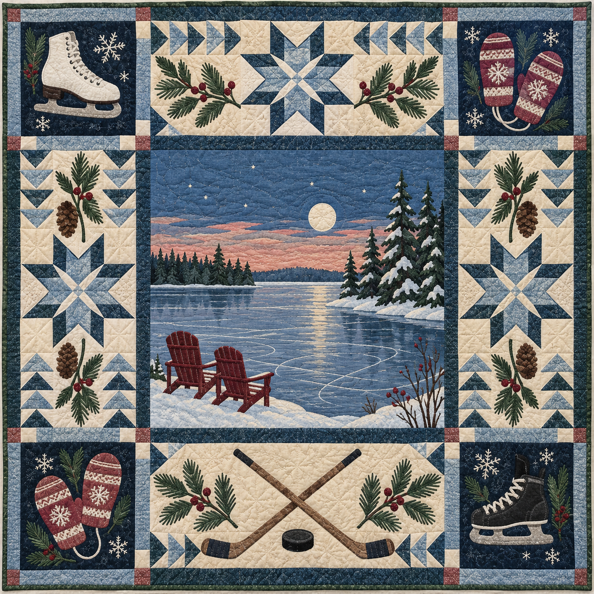 Minnesota Winter Lake Play TD181026215 Quilt Blanket