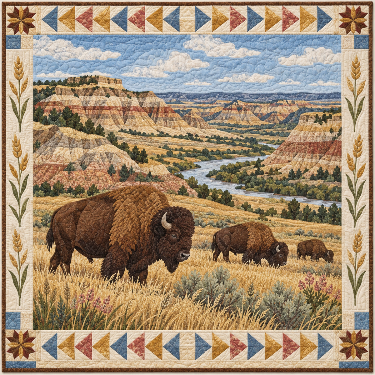 North Dakota Badlands Bison TD181026266 Quilt Blanket