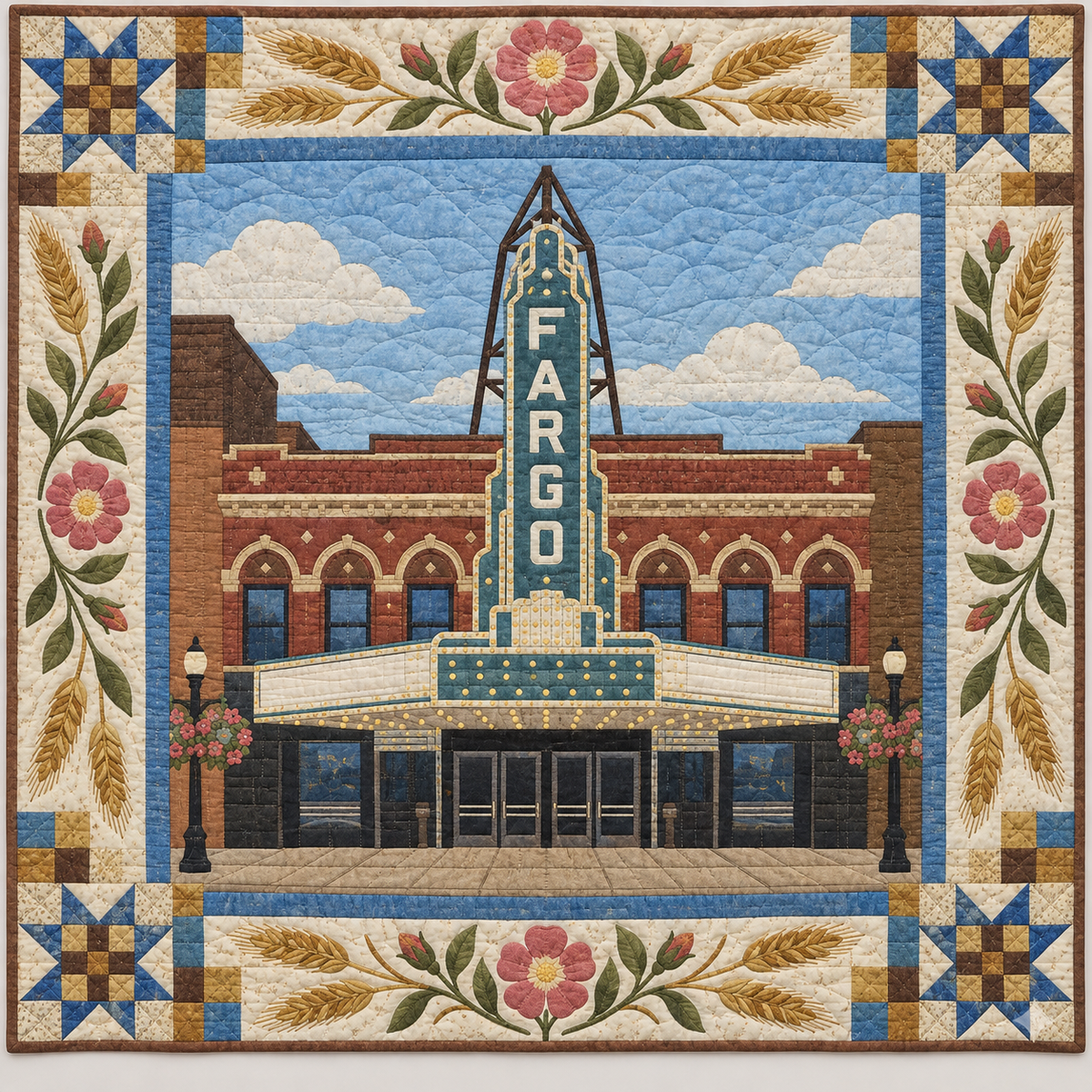 North Dakota Fargo Lights TD181026267 Quilt Blanket