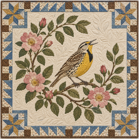 North Dakota Meadowlark Prairie Rose TD181026268 Quilt Blanket