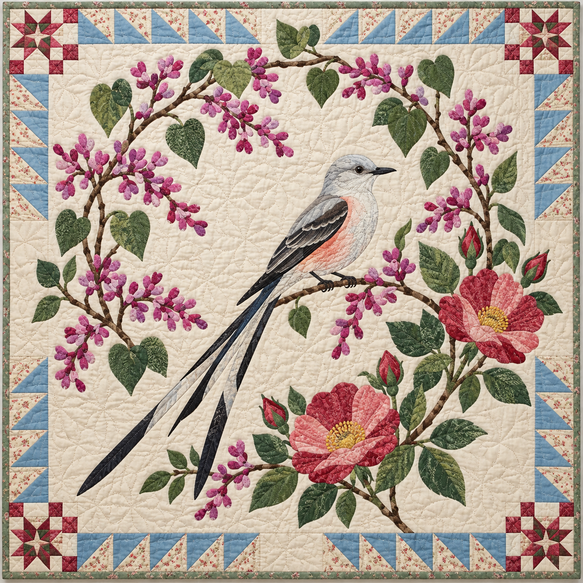 Oklahoma Scissortail And Redbud TD181026278 Quilt Blanket