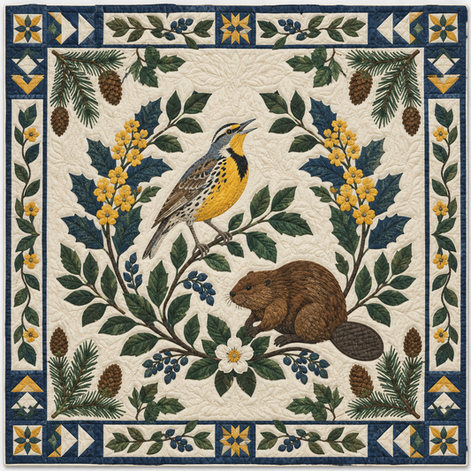 Oregon Meadowlark Oregon Grape TD181026284 Quilt Blanket