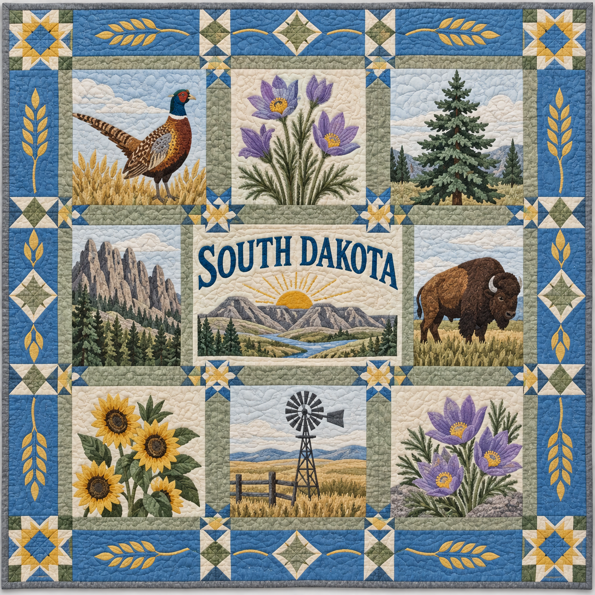 South Dakota Dakota Sunrise TD181026303 Quilt Blanket