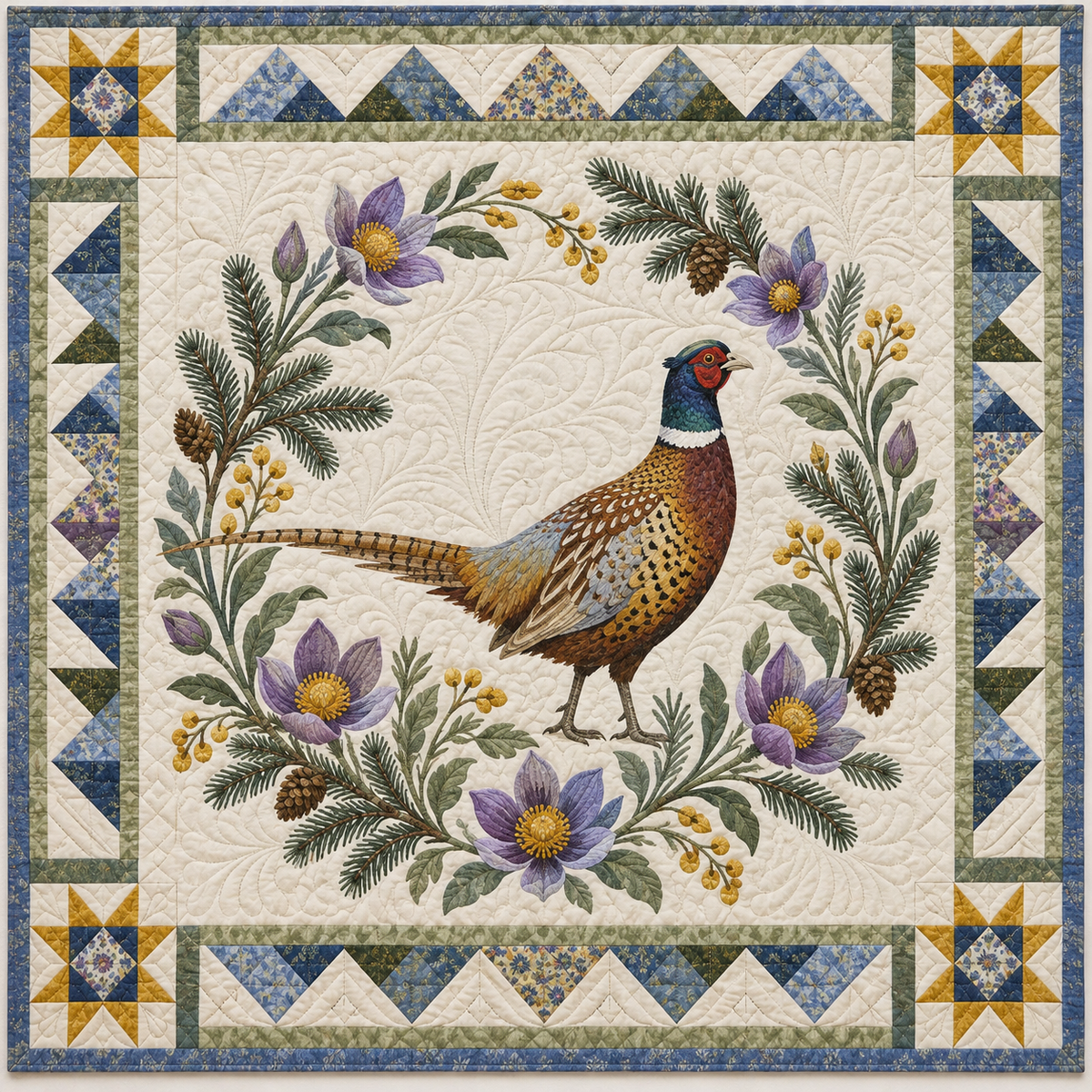 South Dakota Pheasant Pasque TD181026305 Quilt Blanket