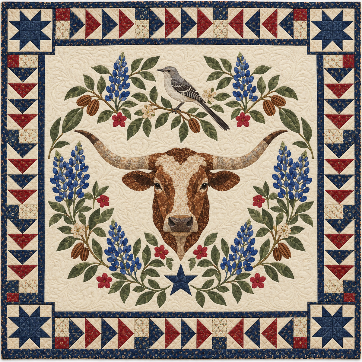 Texas Mockingbird Bluebonnets TD181026314 Quilt Blanket