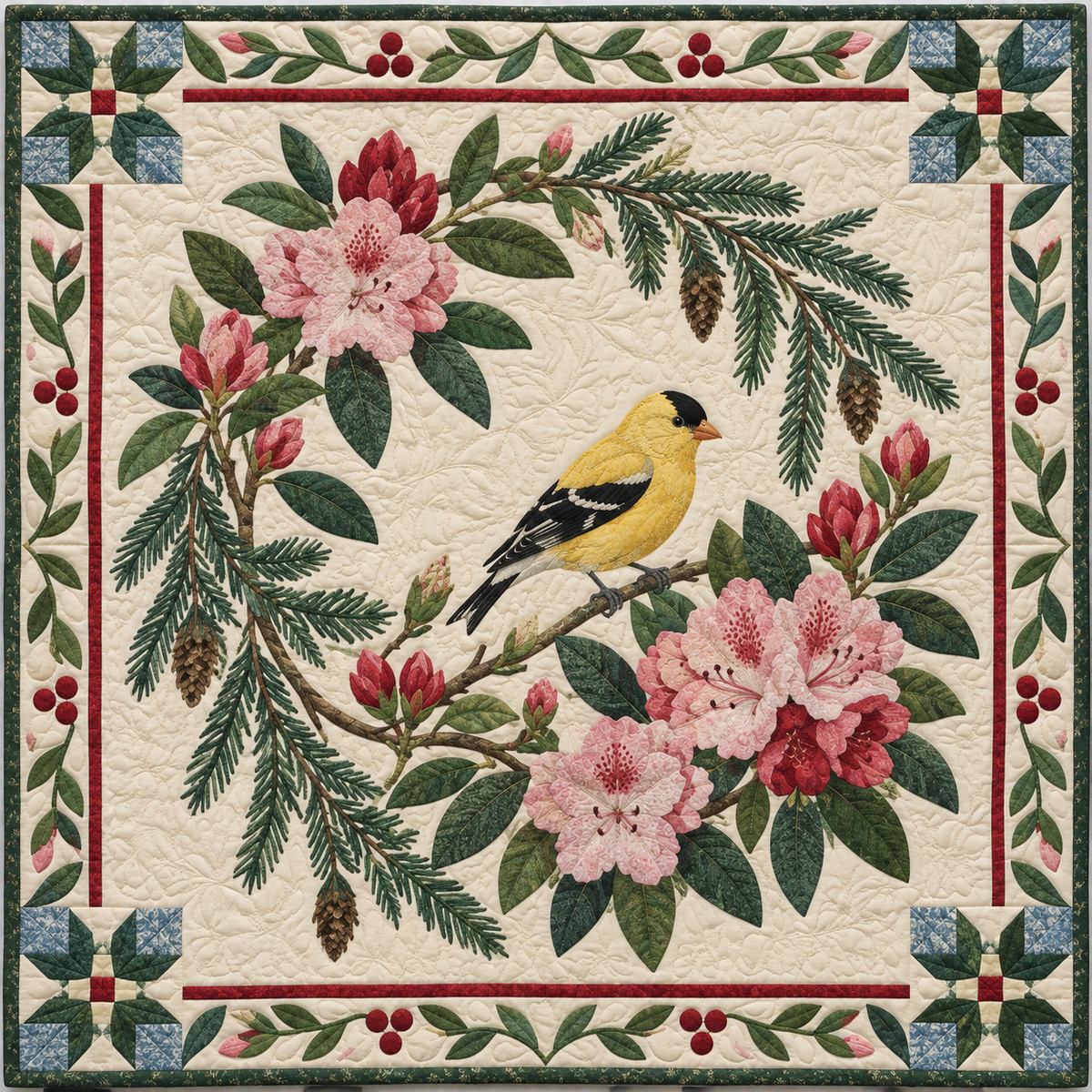 Washington Goldfinch Rhododendron TD181026332 Quilt Blanket