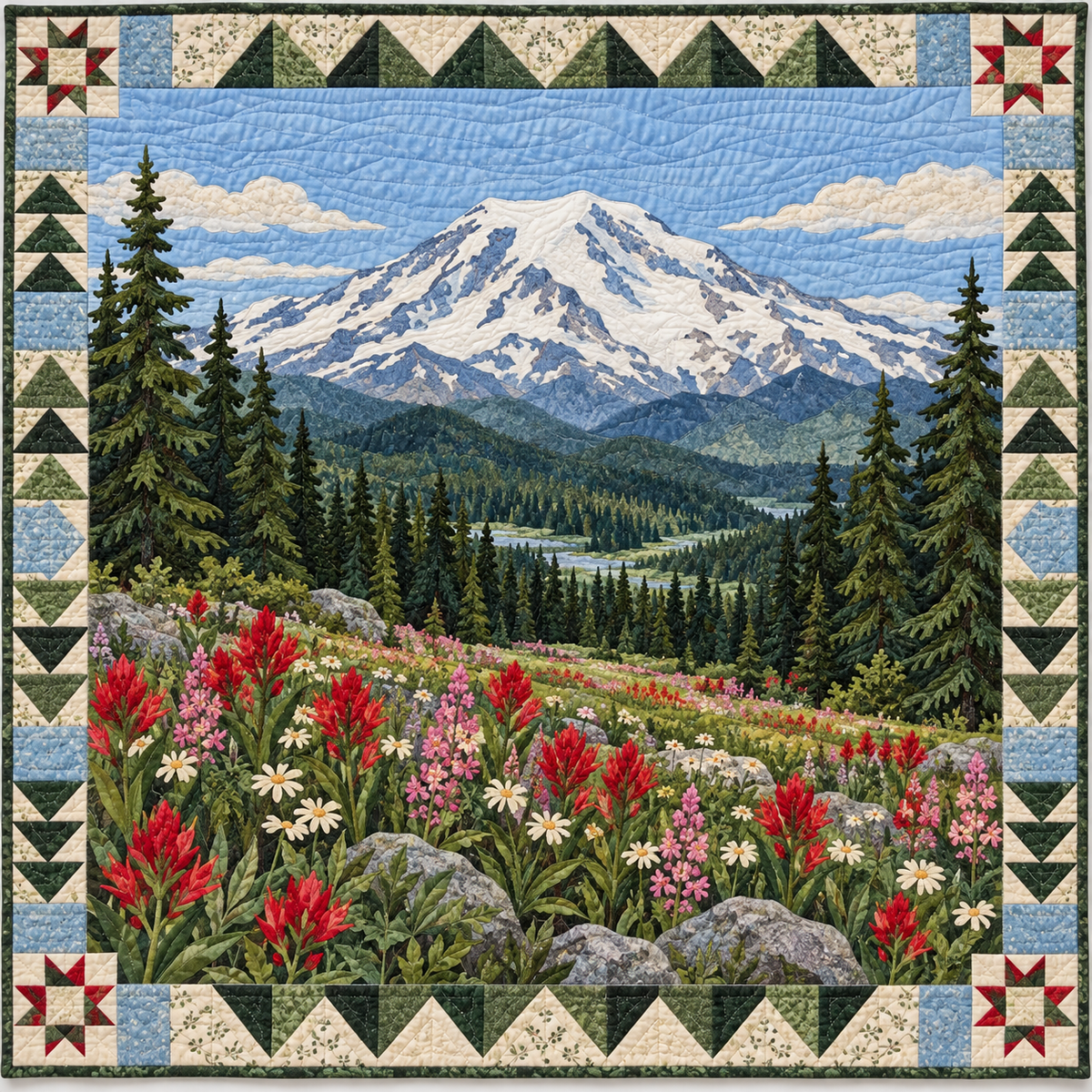 Washington Rainier Wildflowers TD181026334 Quilt Blanket