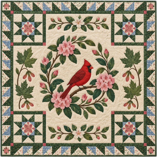 West Virginia Cardinal Rhododendron TD181026337 Quilt Blanket