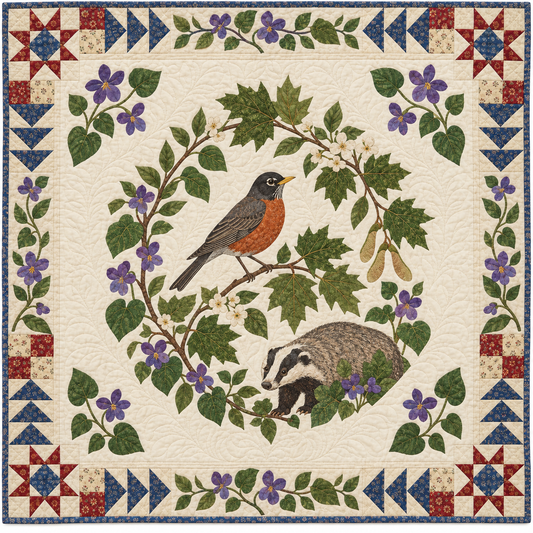 Wisconsin Robin And Violets TD181026344 Quilt Blanket