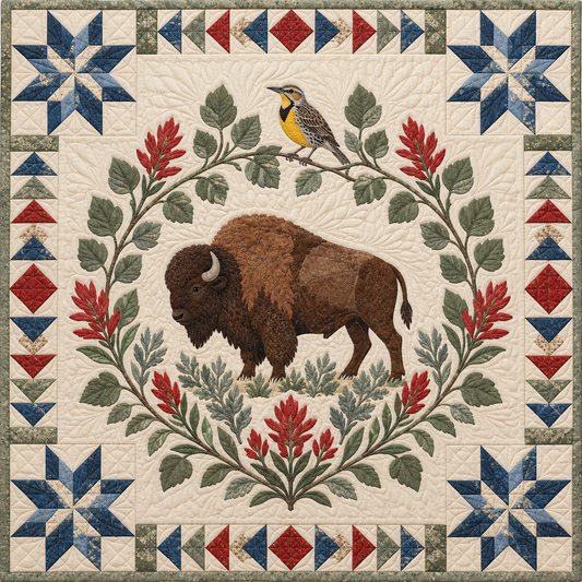 Wyoming Meadowlark Paintbrush TD181026347 Quilt Blanket