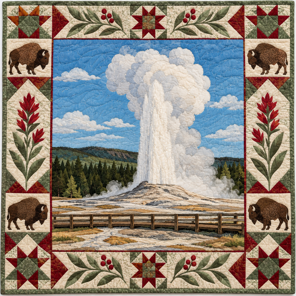 Wyoming Old Faithful Rising TD181026348 Quilt Blanket