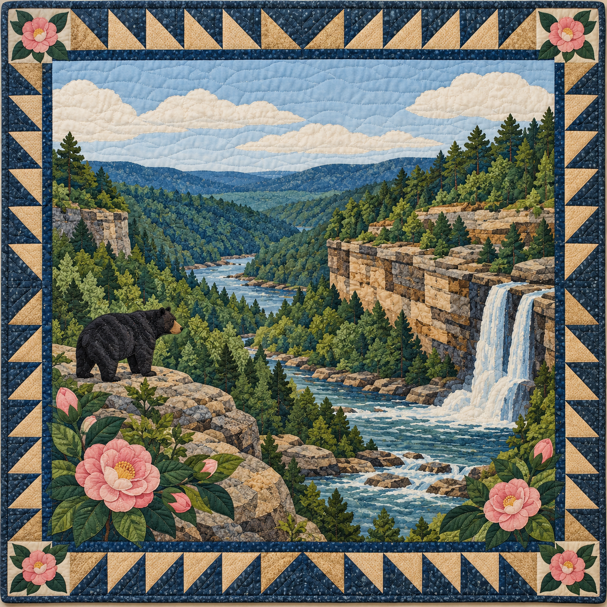 Alabama Canyon Camellia quilt blanket