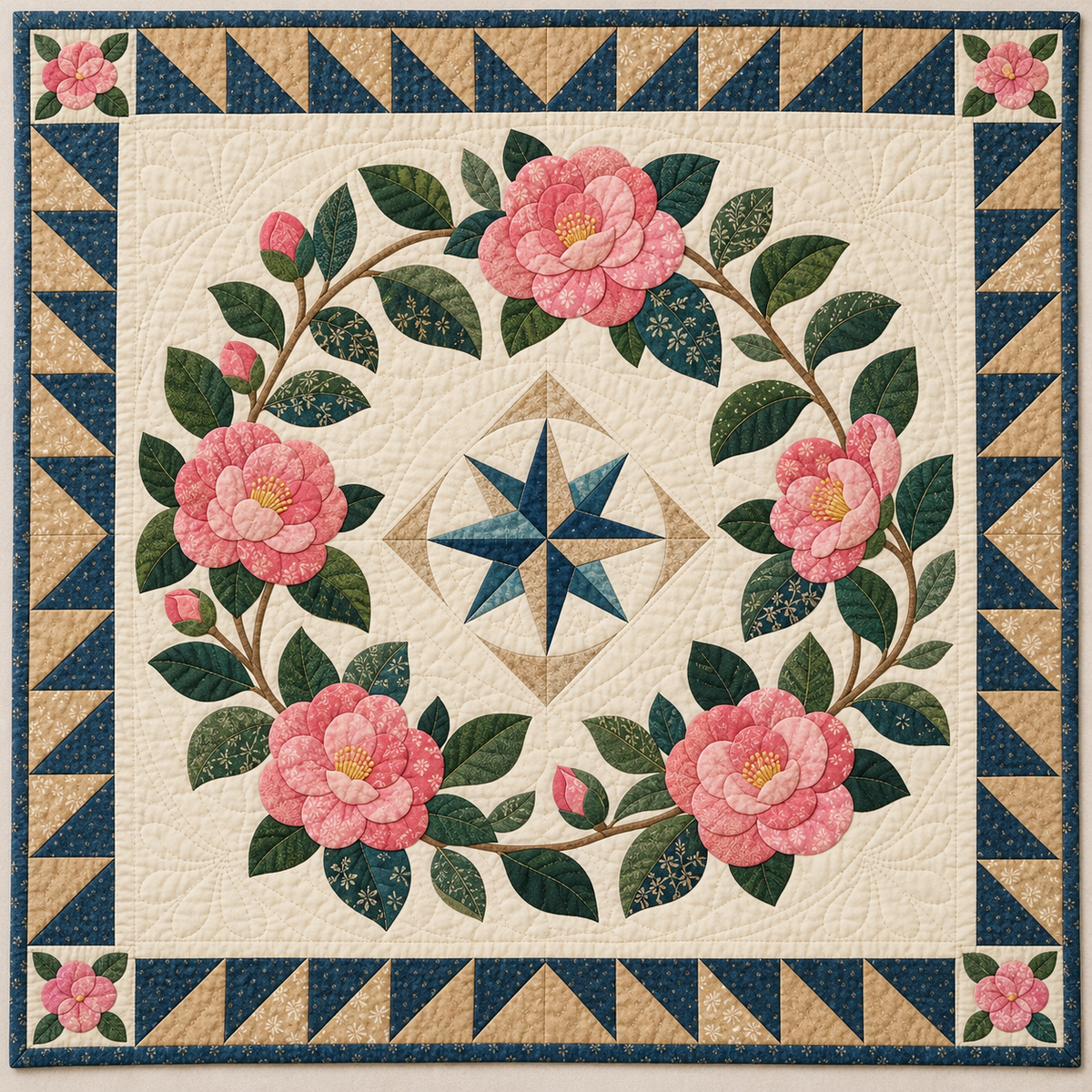 Alabama Camellia Garden quilt blanket