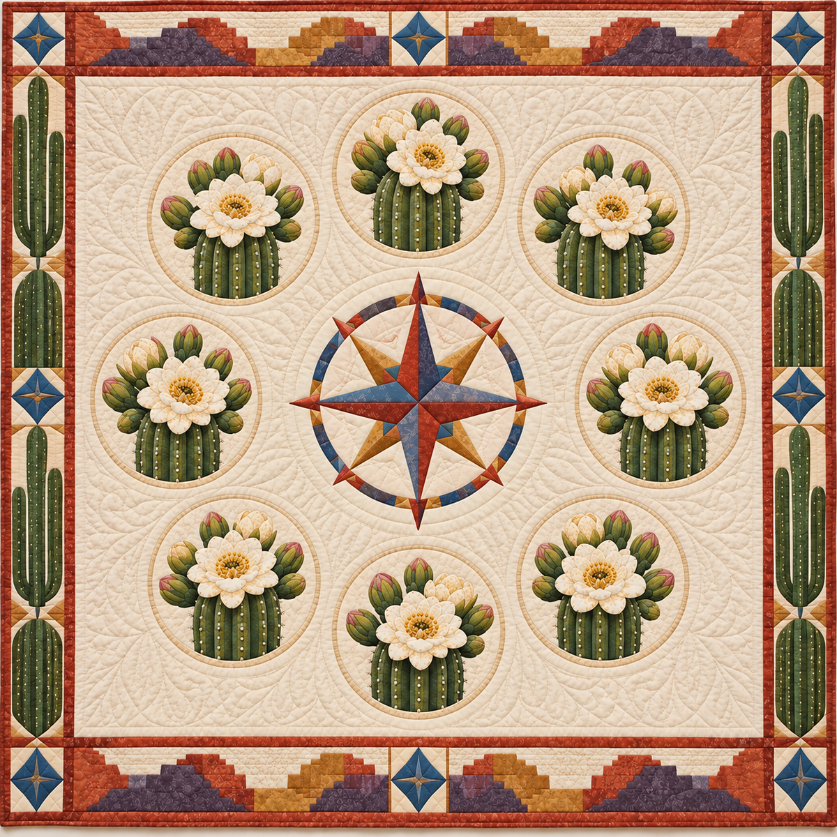 Arizona Saguaro blossom Garden quilt blanket