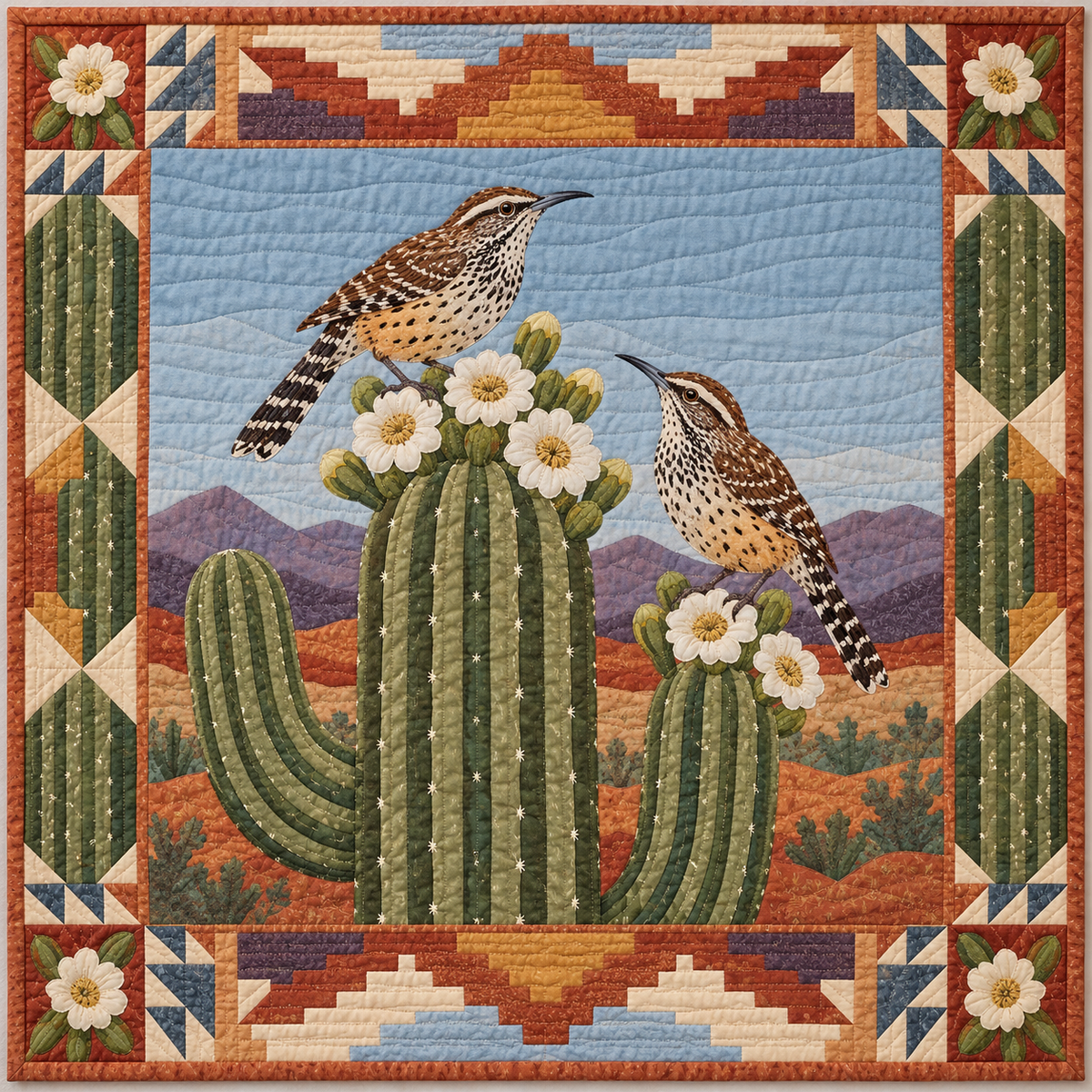 Arizona Sonoran Wren Song quilt blanket