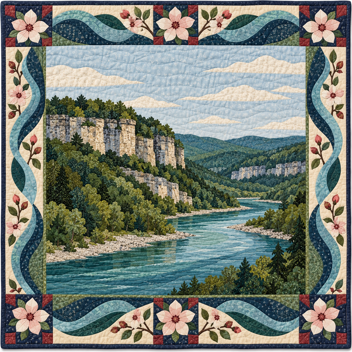 Arkansas Buffalo Bluff Blossom quilt blanket