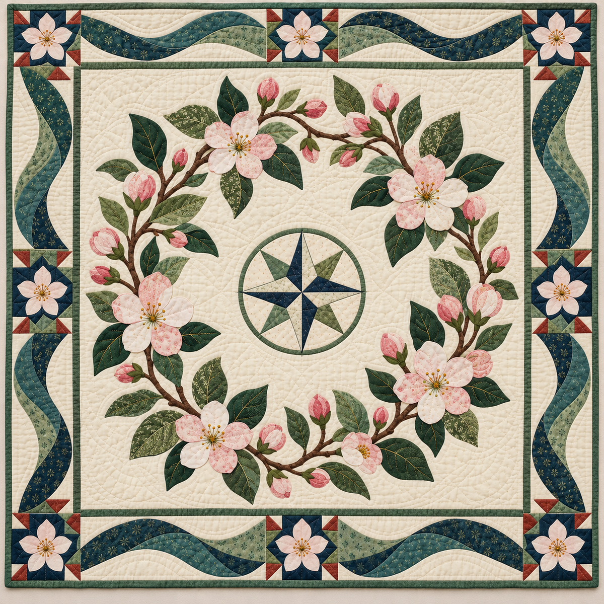 Arkansas Apple blossom Garden quilt blanket
