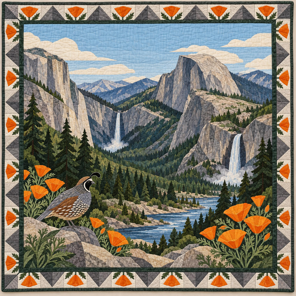 California Granite and Golden Poppy quilt blanket