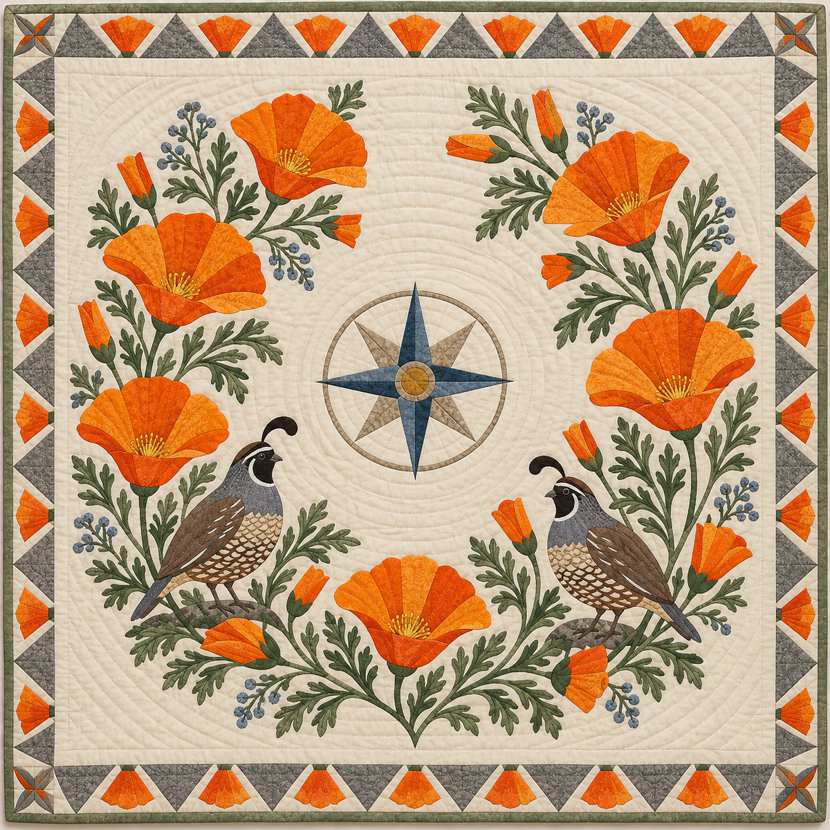 California California poppy Garden quilt blanket