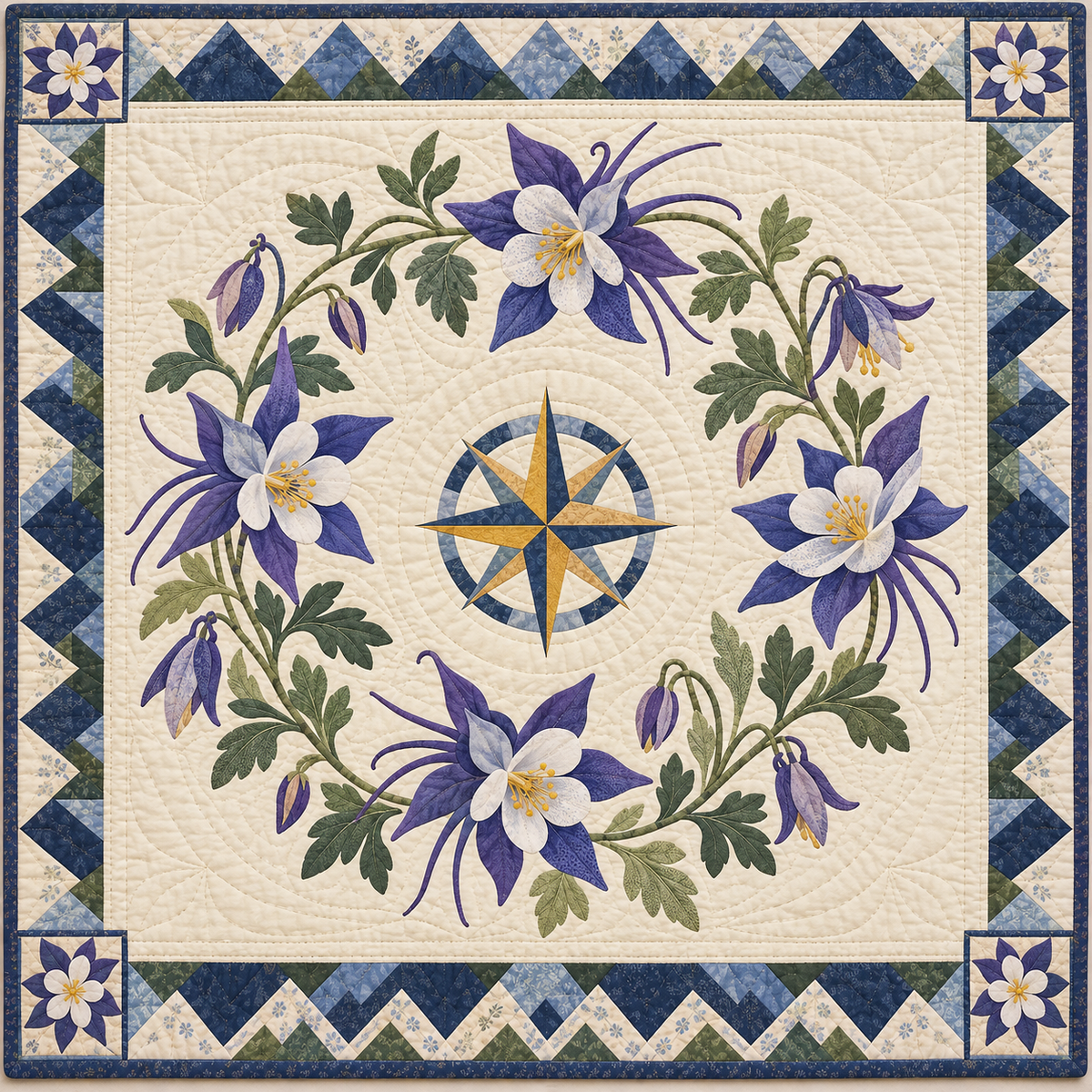 Colorado Rocky Mountain columbine Garden quilt blanket