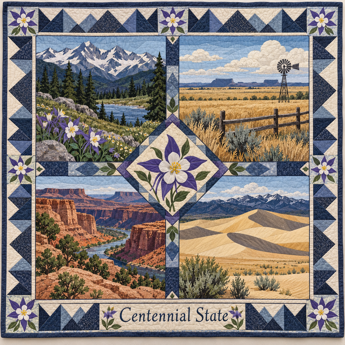 Colorado Centennial State Sampler quilt blanket