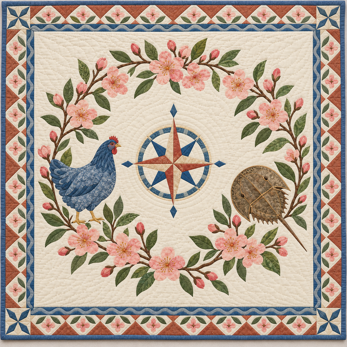 Delaware Peach blossom Garden quilt blanket