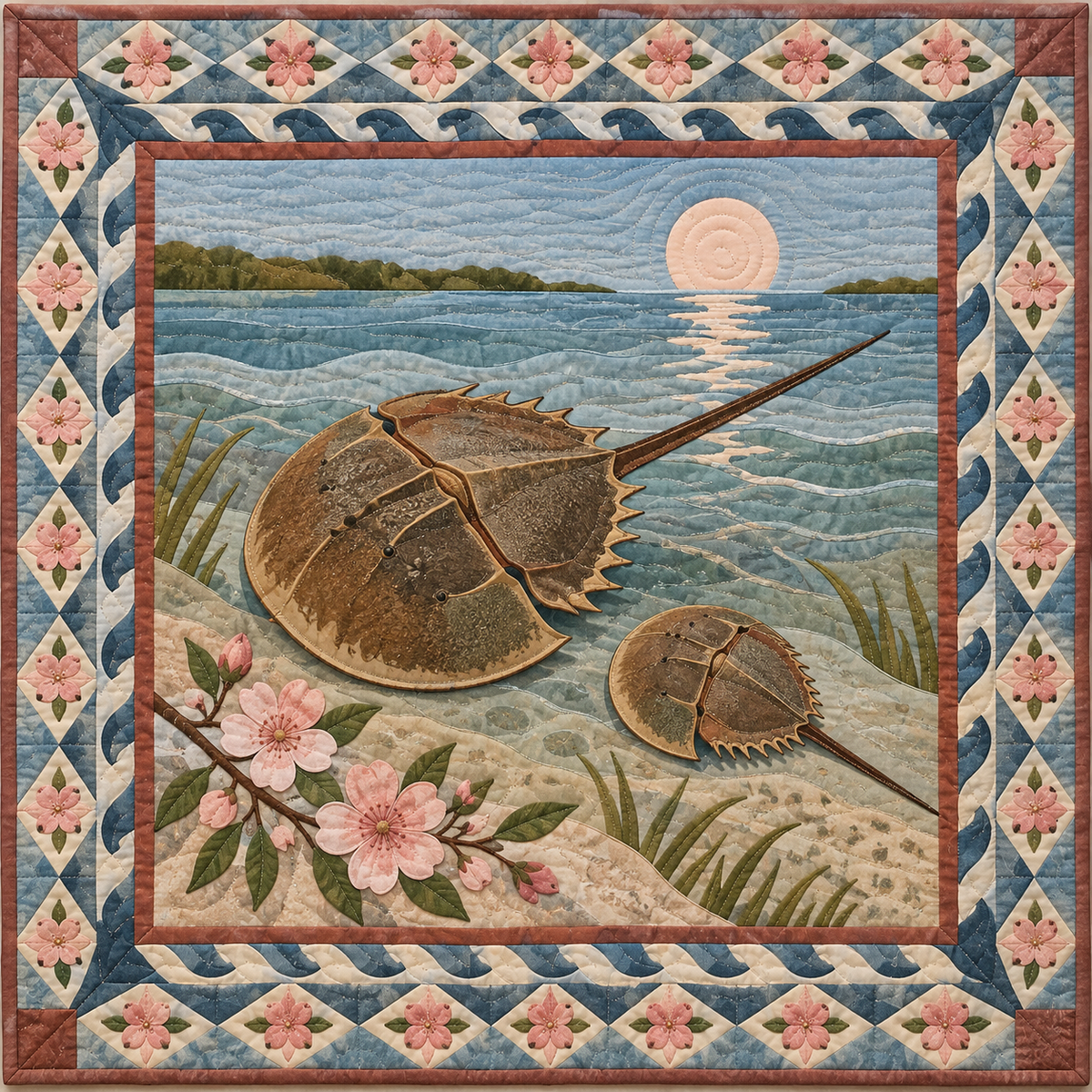 Delaware Bay Moon and Horseshoe quilt blanket