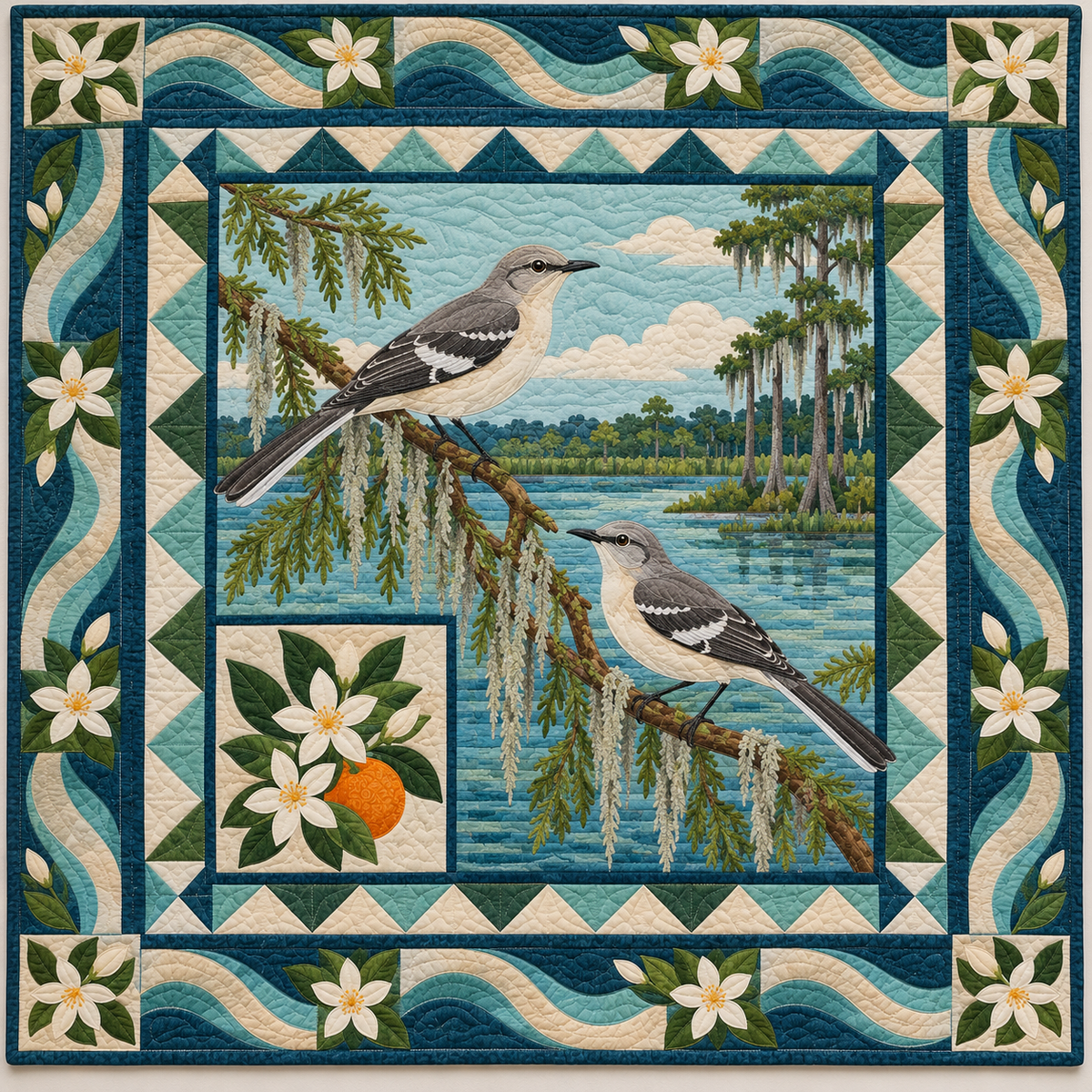 Florida Cypress Morning Song quilt blanket
