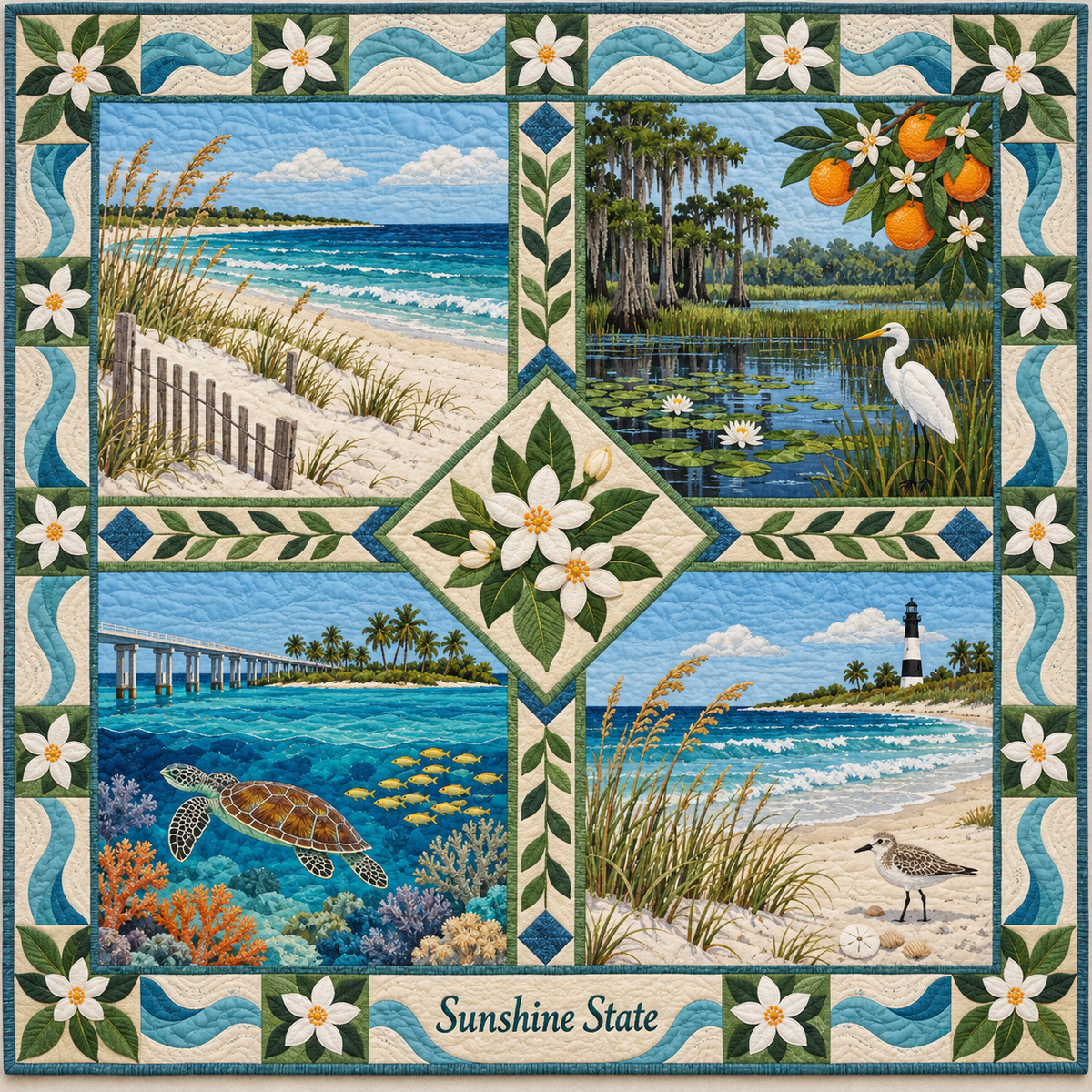Florida Sunshine State Sampler quilt blanket