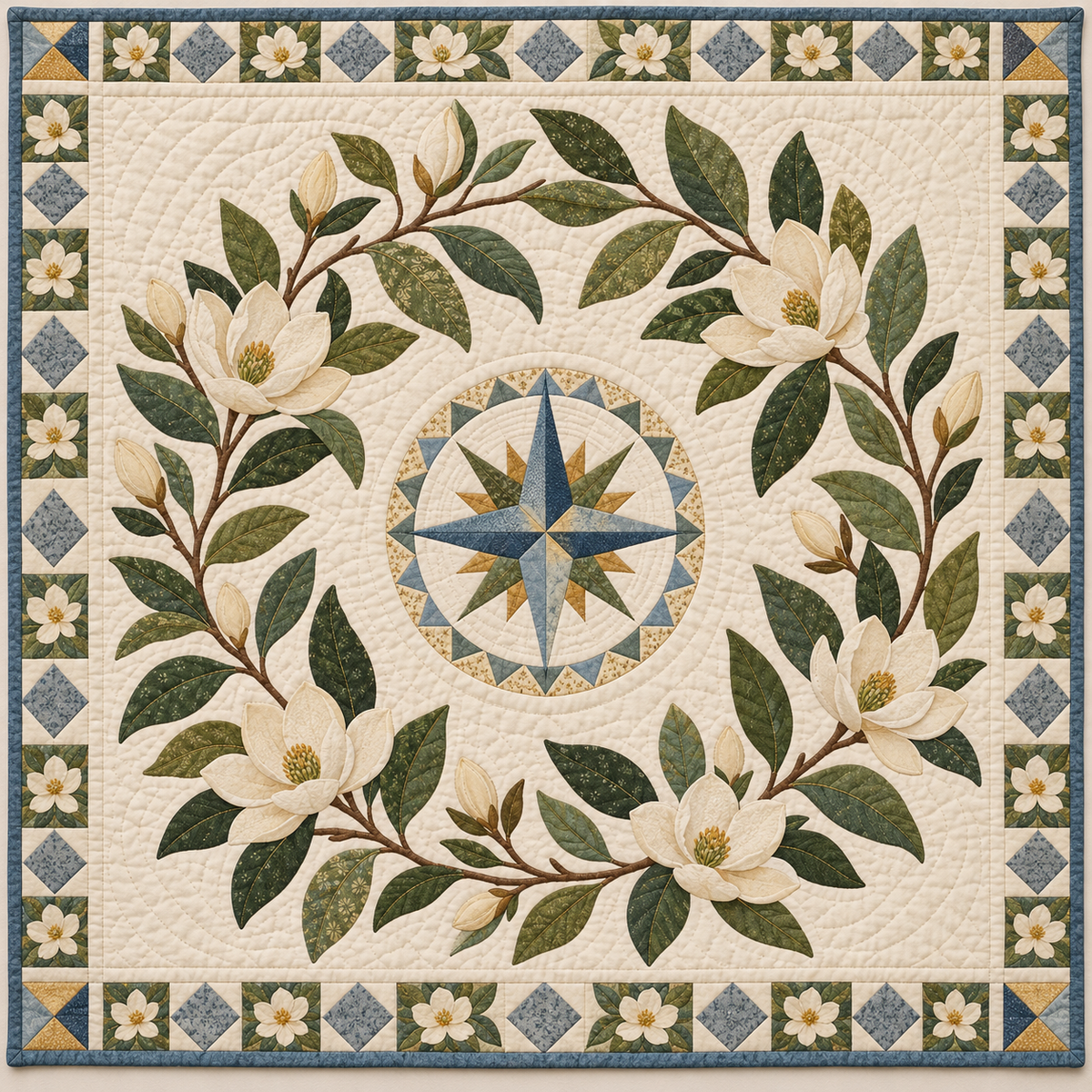 Georgia Sweetbay magnolia Garden quilt blanket