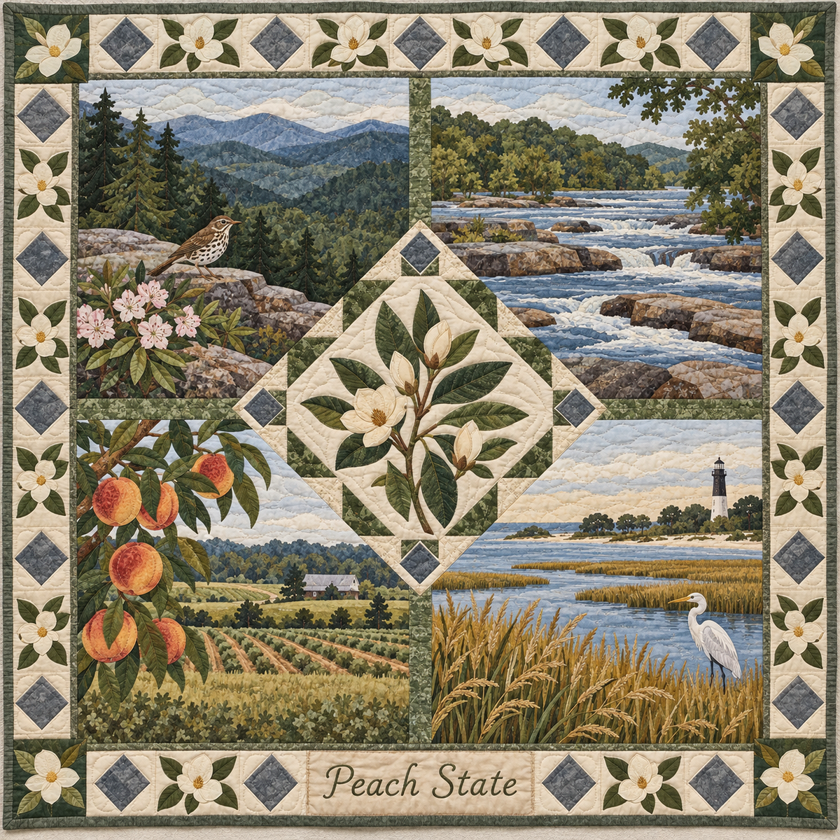 Georgia Peach State Sampler quilt blanket