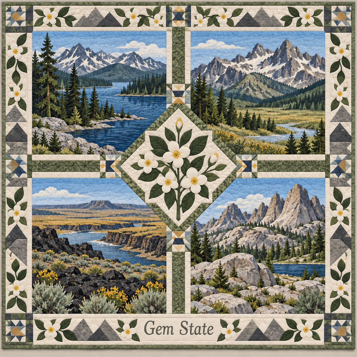 Idaho Gem State Sampler quilt blanket