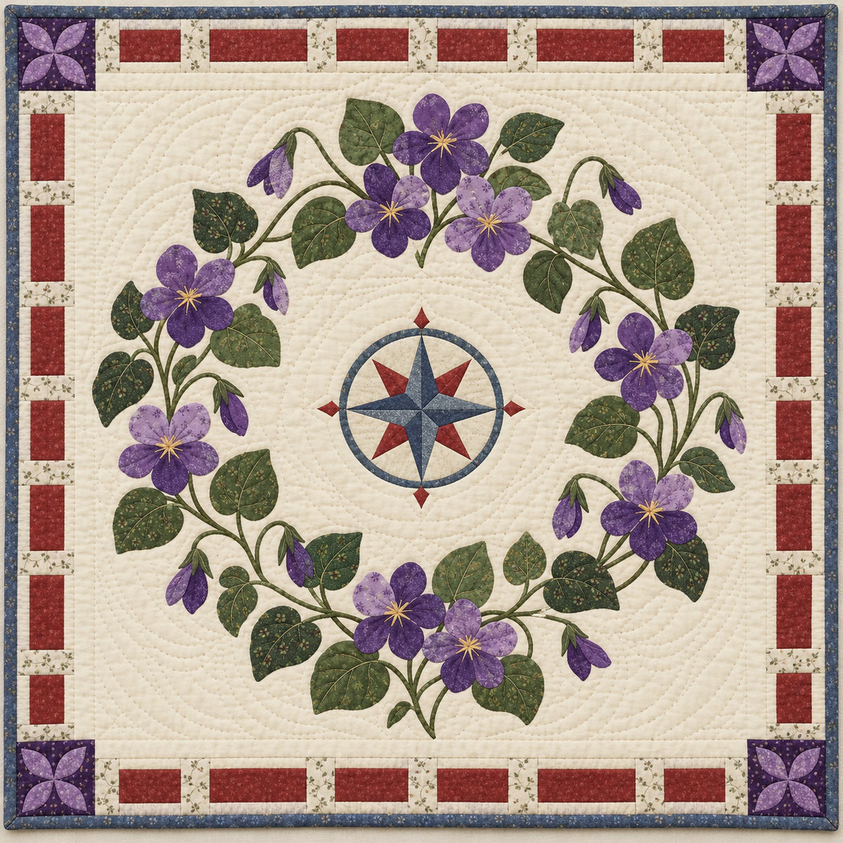 Illinois Violet Garden quilt blanket