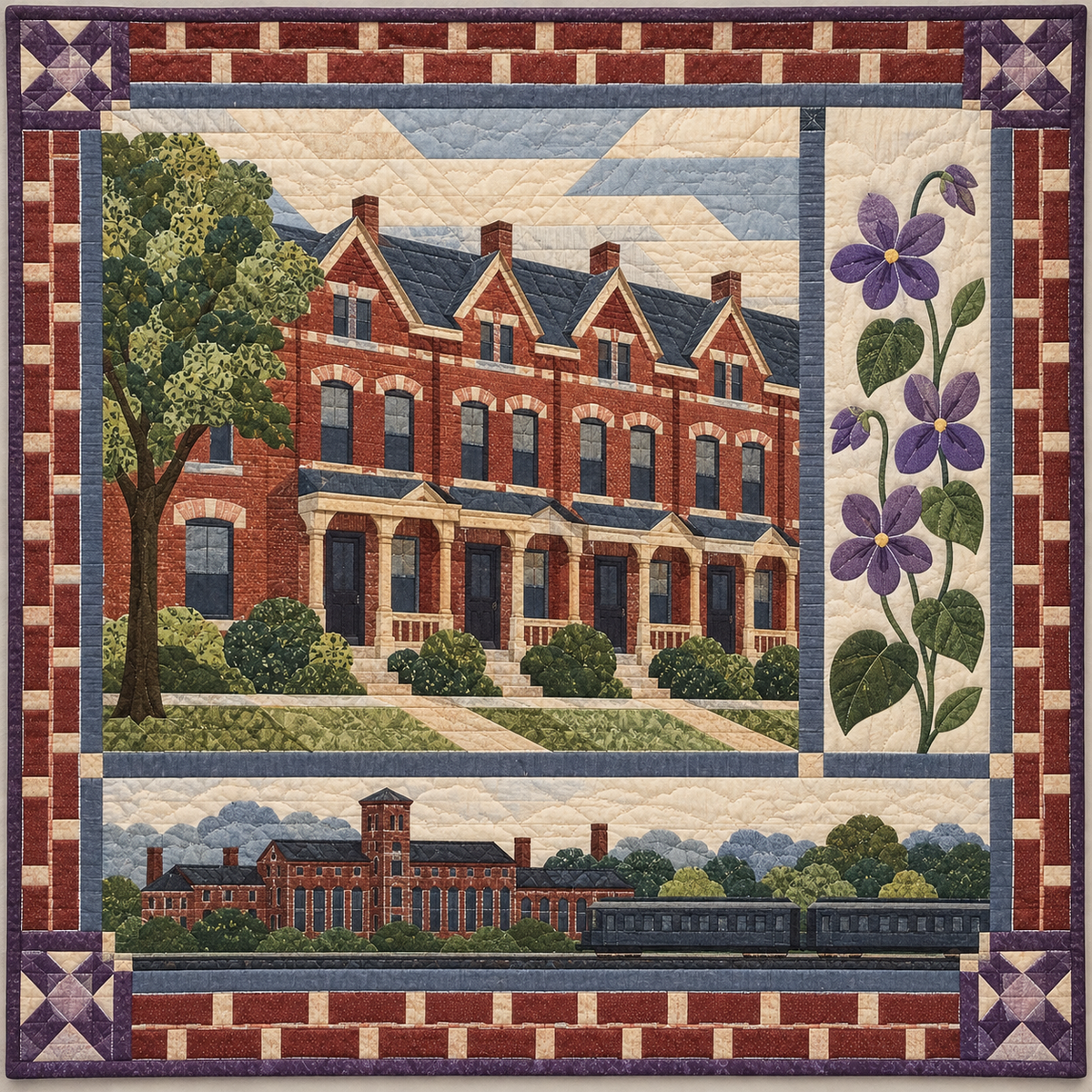 Illinois Pullman Brick Rhythm quilt blanket
